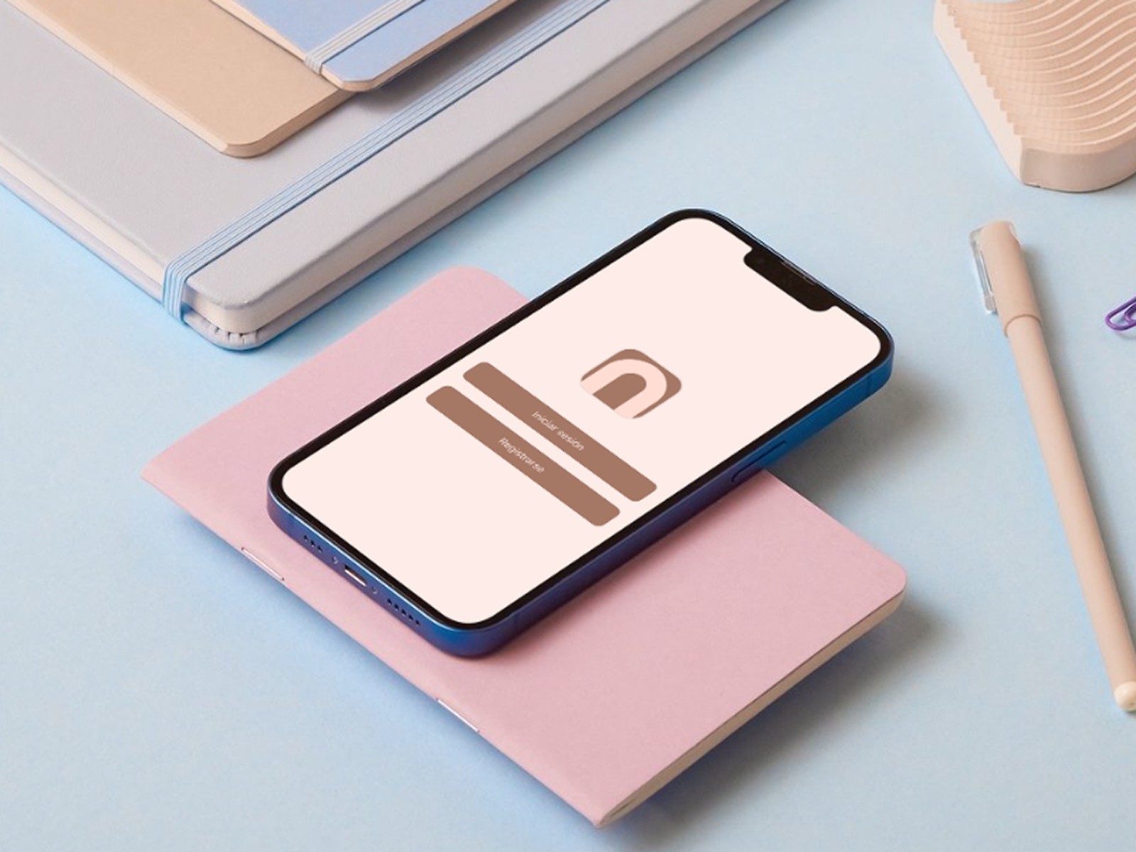 Maquetación en móvil de la pantalla de inicio del proyecto Arcadia, app iOS de una biblioteca digital